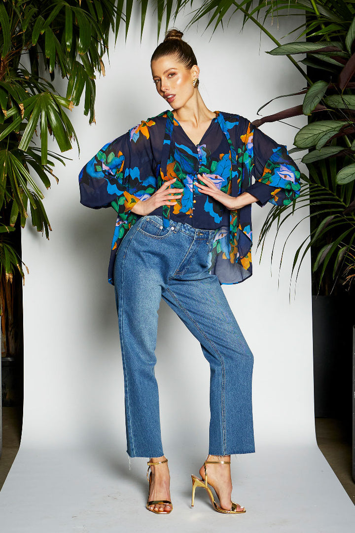 Twilight Blouse in Navy Floral
