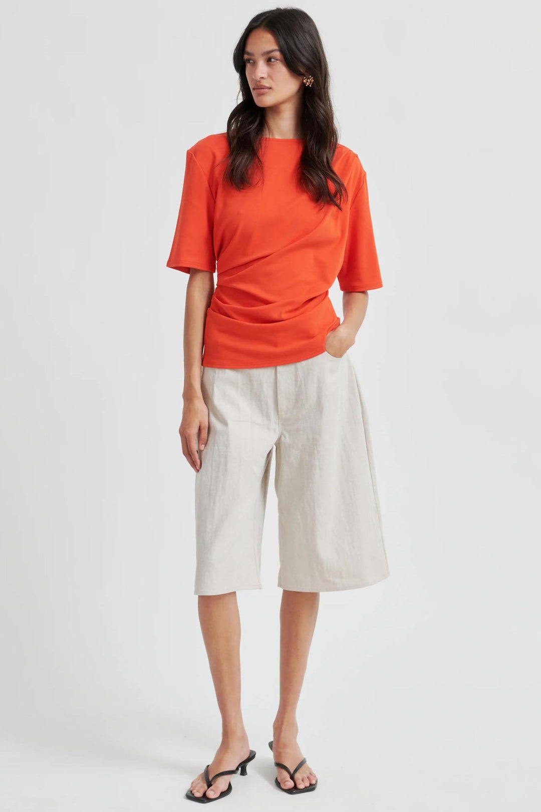 Ulina Drape Tee in Poinciana