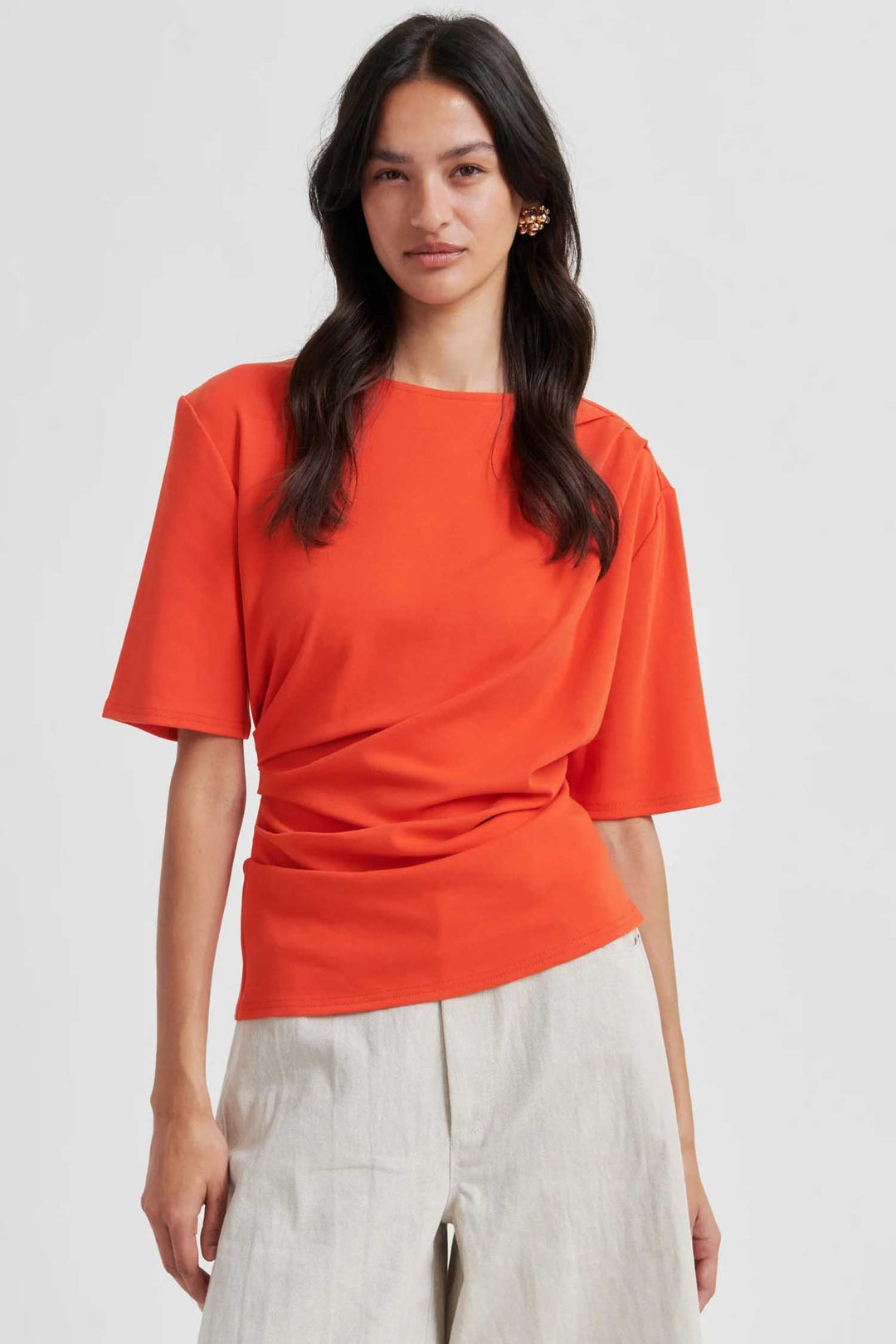 Ulina Drape Tee in Poinciana