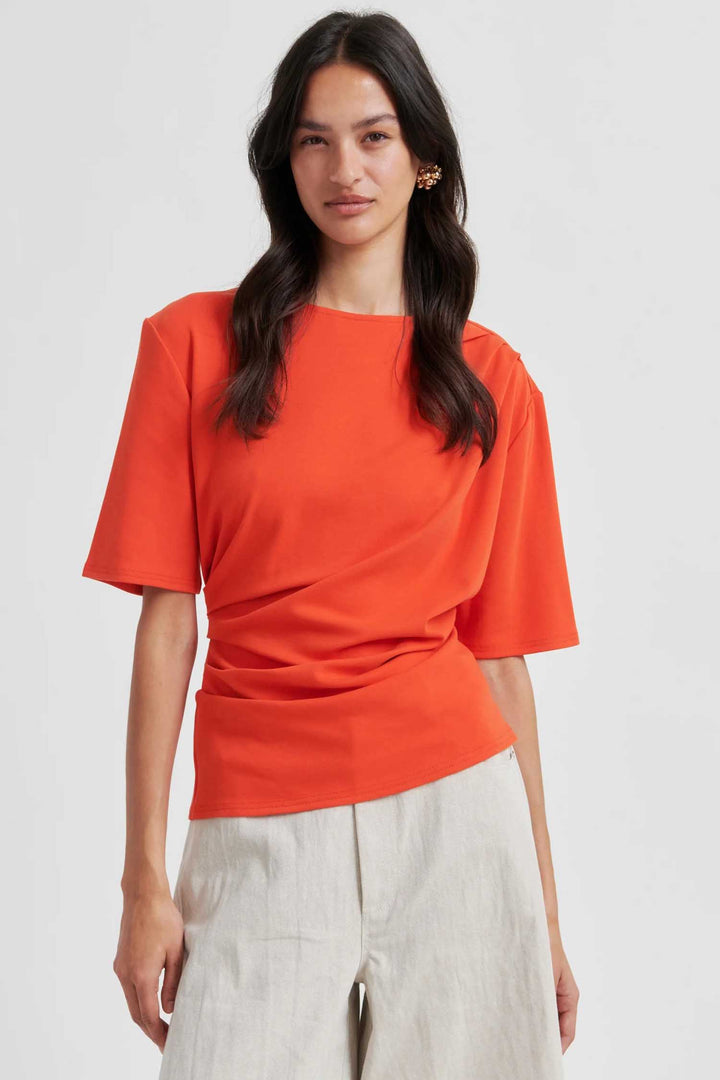 Ulina Drape Tee in Poinciana