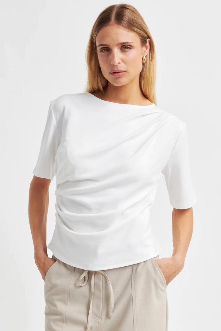 Ulina Drape Tee in White