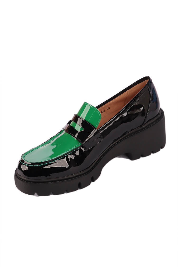 Unice Patent Leather Loafer in Emerald