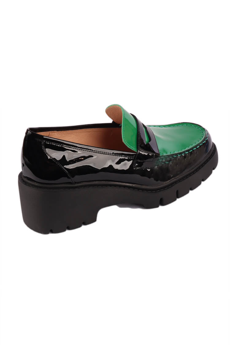 Unice Patent Leather Loafer in Emerald