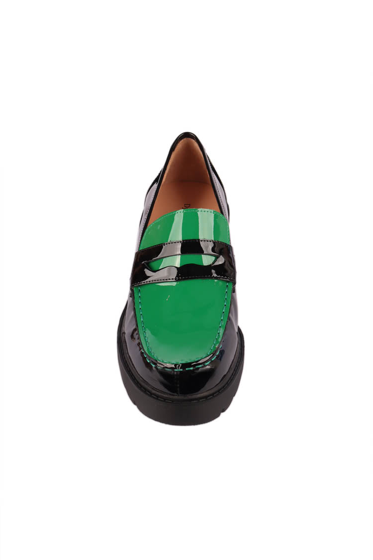 Unice Patent Leather Loafer in Emerald | FINAL SALE