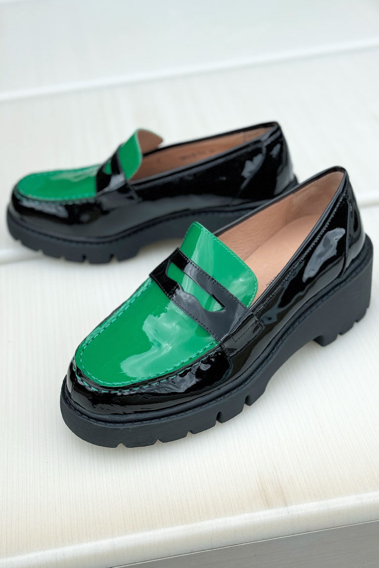 Unice Patent Leather Loafer in Emerald | FINAL SALE