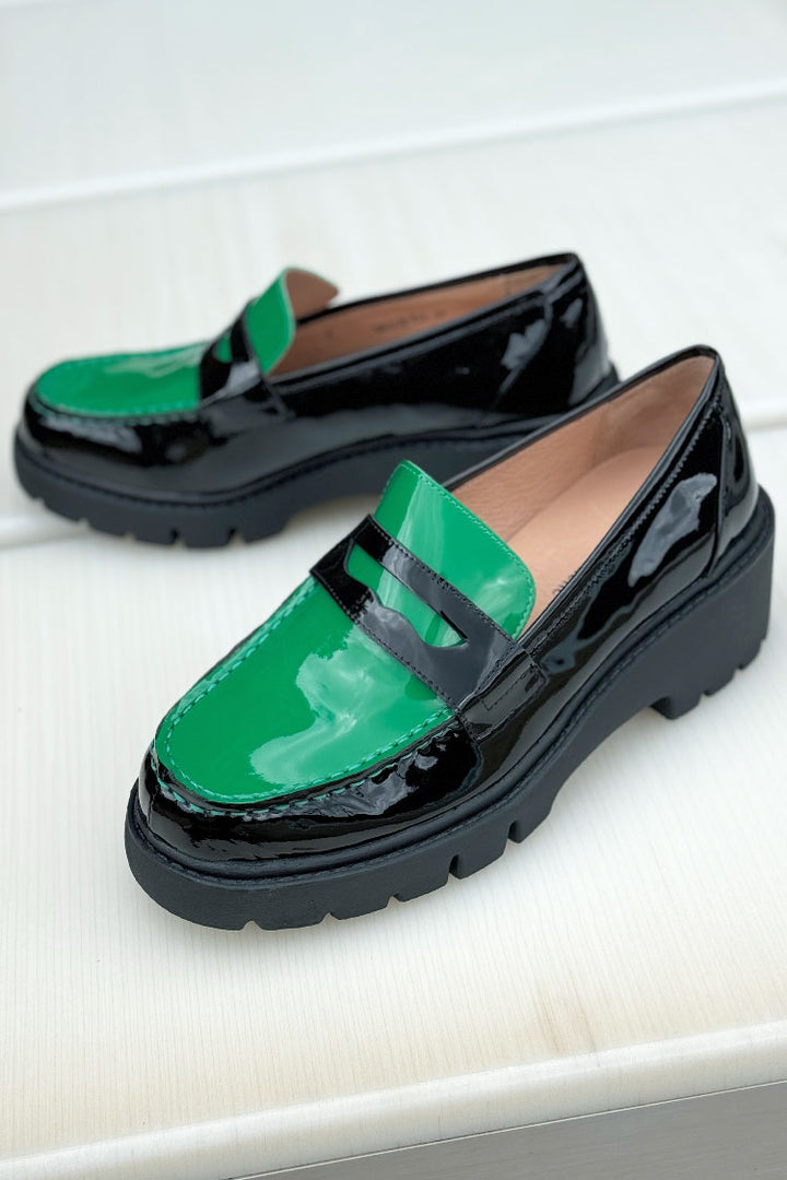 Unice Patent Leather Loafer in Emerald | FINAL SALE