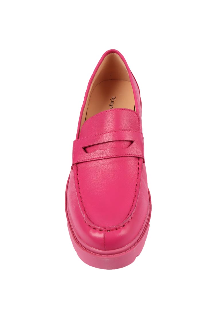 Unice Leather Loafer in Fuschia