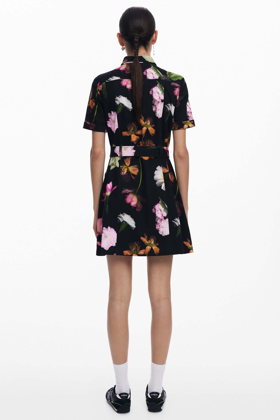 Utility Floral Mini Shirtdress