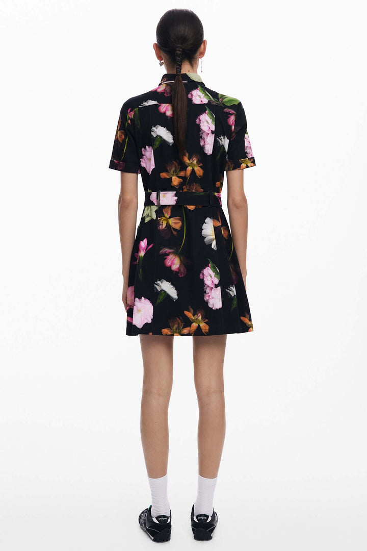 Utility Floral Mini Shirtdress