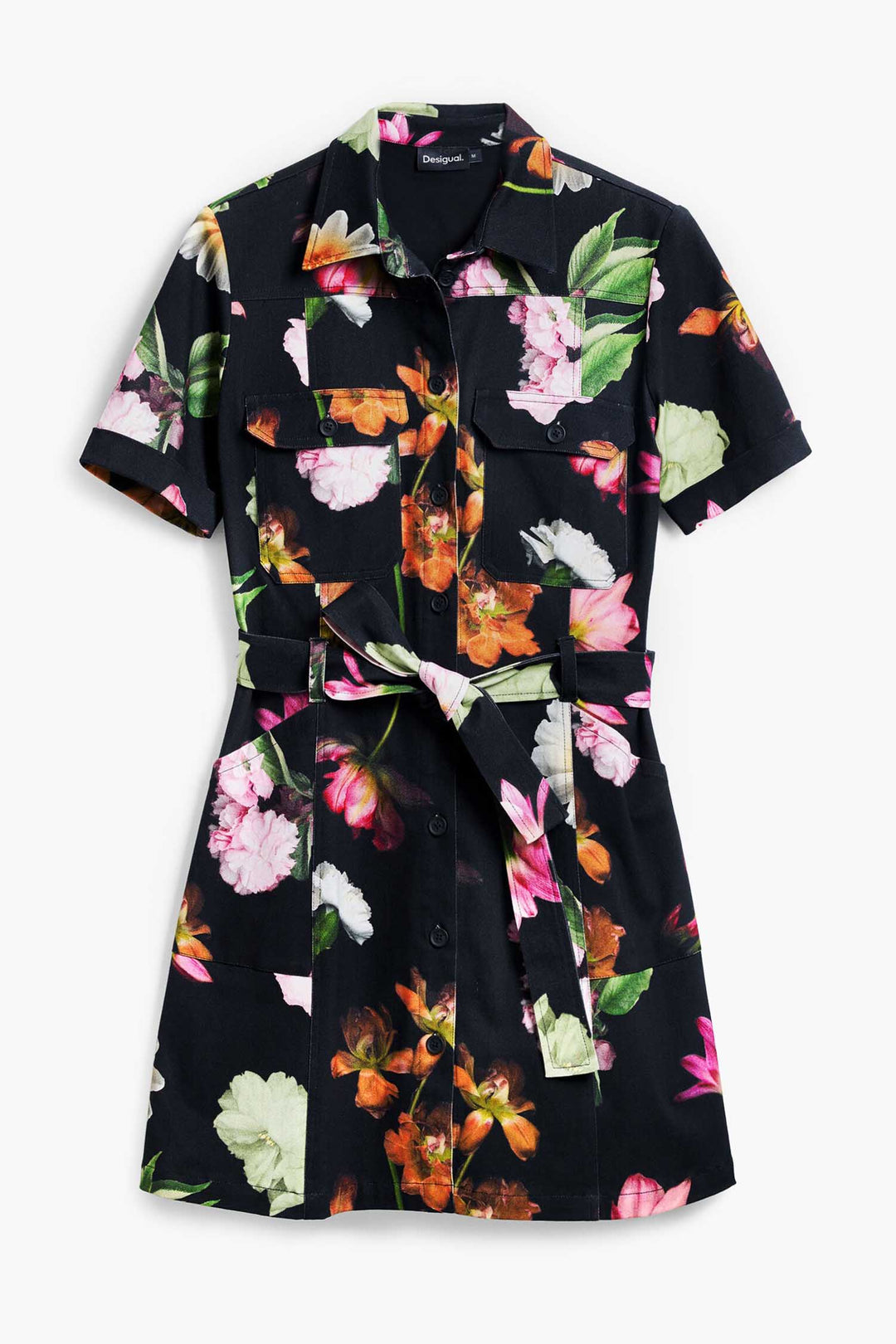 Utility Floral Mini Shirtdress