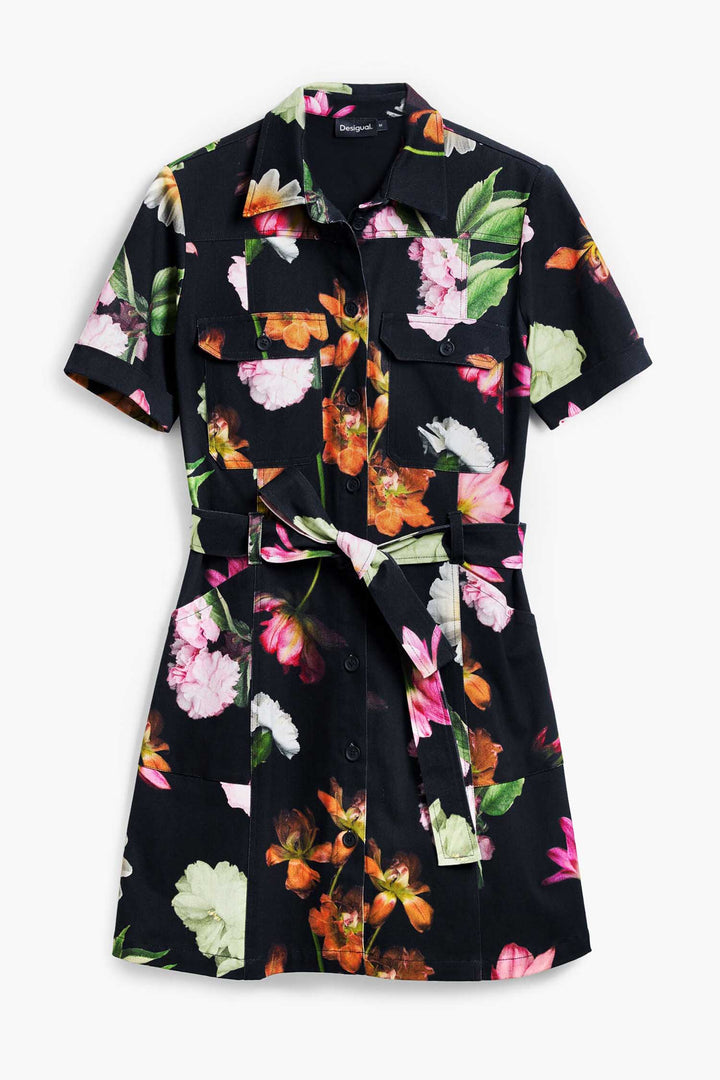 Utility Floral Mini Shirtdress