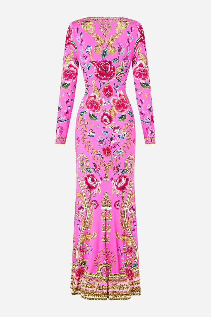 V Neck Dress w Twist Front Detail in Matadora Flora