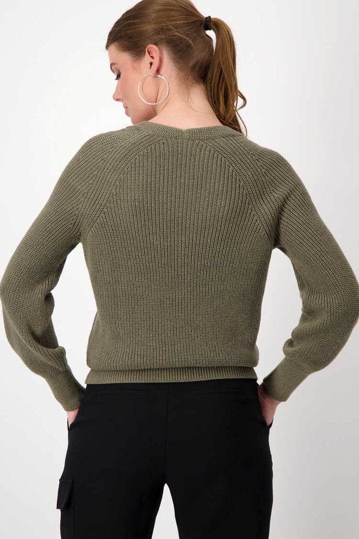 V-Neck Knit Pullover in Green Tea