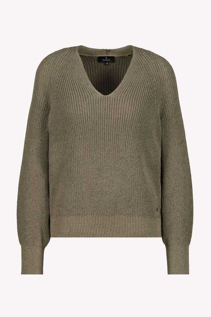V-Neck Knit Pullover in Green Tea