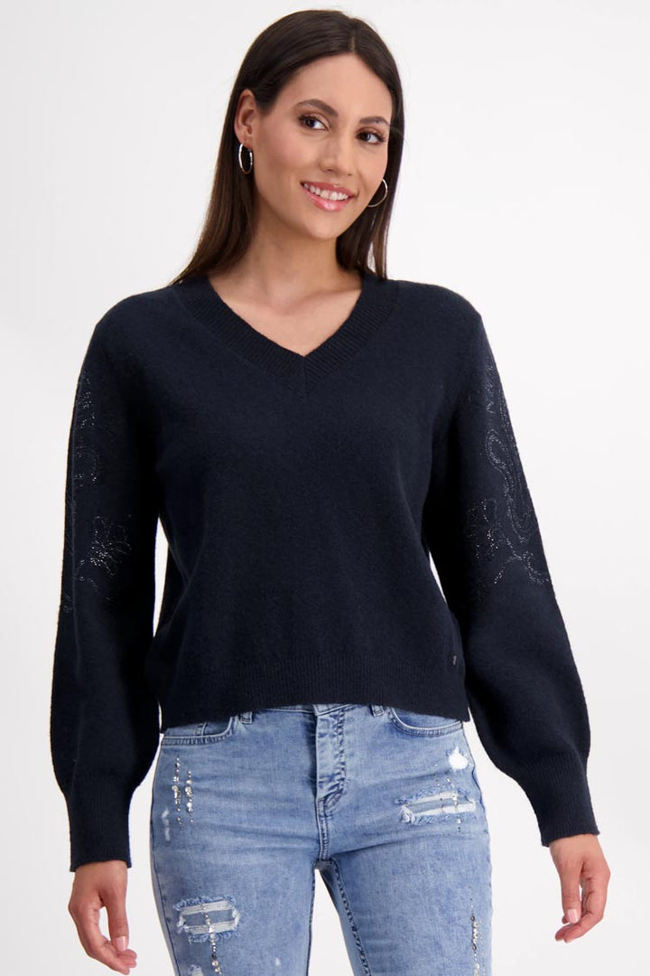 V-Neck Reversible Pullover in Dark Denim