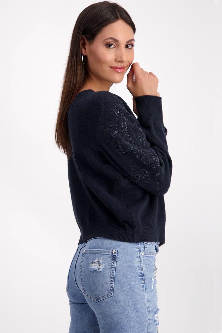 V-Neck Reversible Pullover in Dark Denim