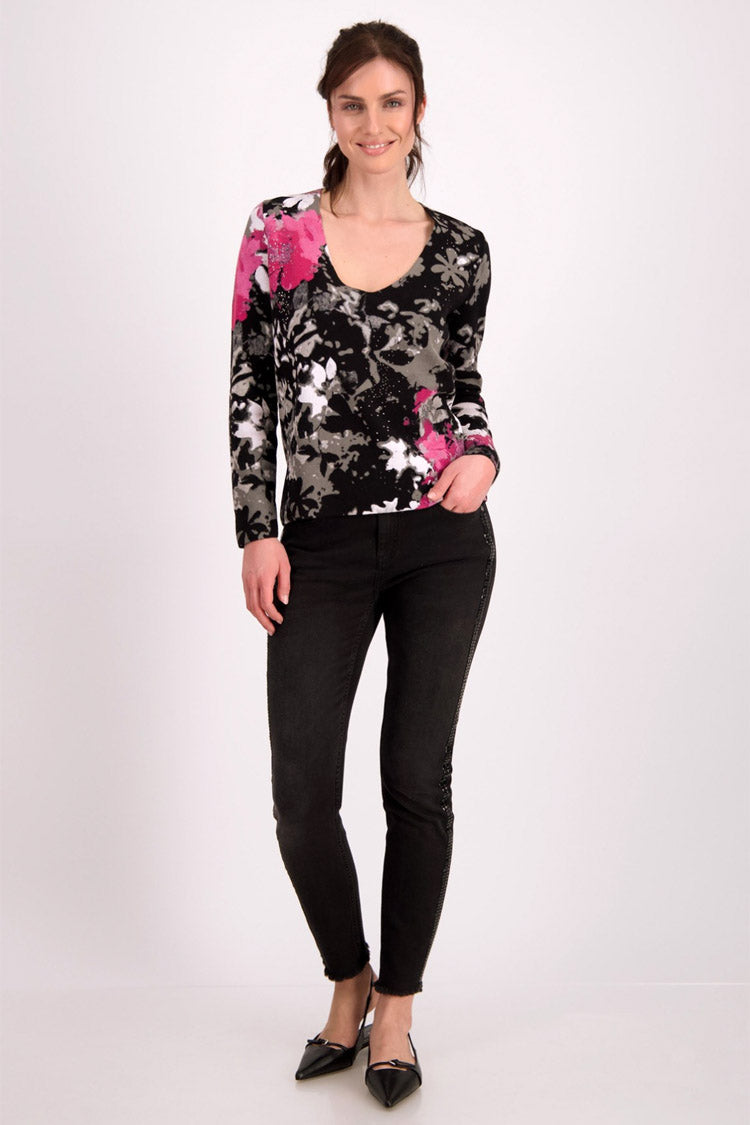 V-neck Floral Printed Jumper