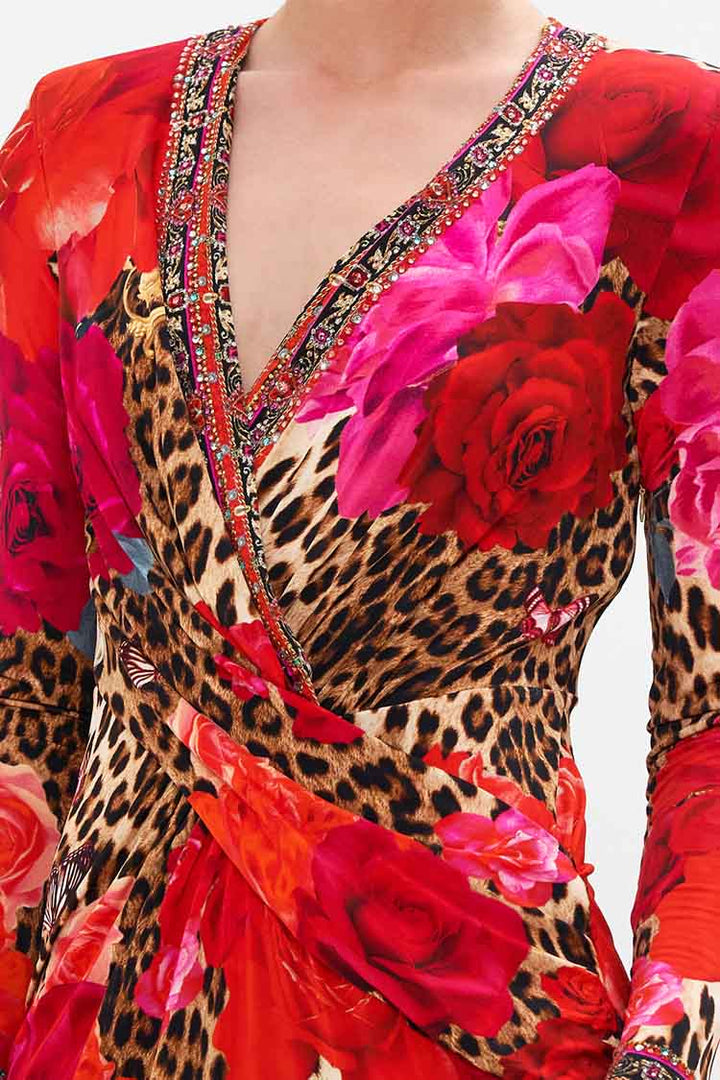 V-Neck Midi Cross Front Dress in Heart Like a Wildflower