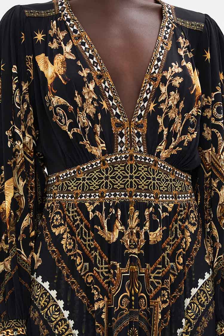 V-neck Waisted Jersey Dress in Duomo Dynasty