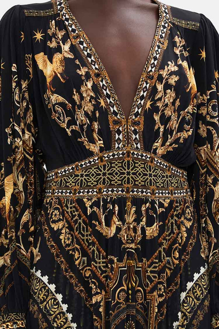 V-neck Waisted Jersey Dress in Duomo Dynasty