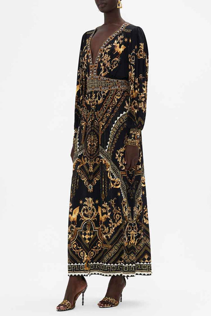 V-neck Waisted Jersey Dress in Duomo Dynasty