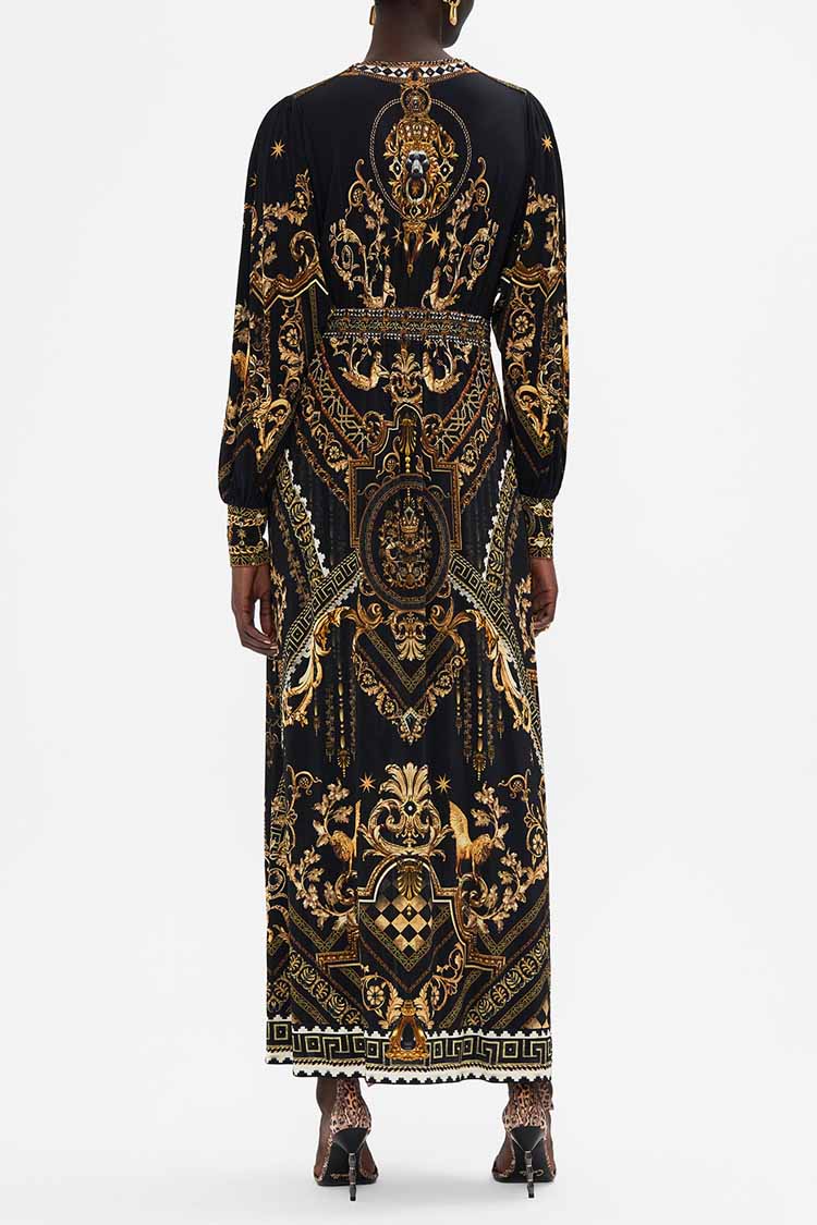 V-neck Waisted Jersey Dress in Duomo Dynasty
