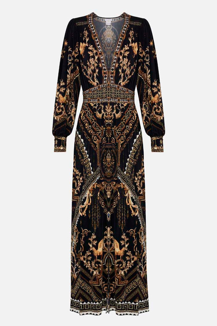 V-neck Waisted Jersey Dress in Duomo Dynasty