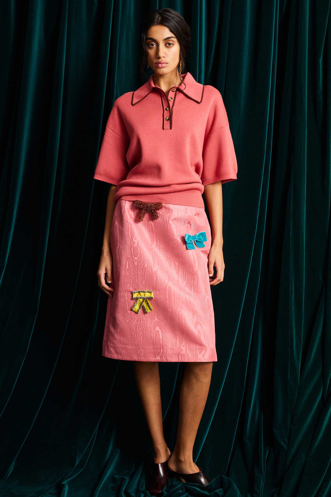 Valentina Knit Polo in Blush