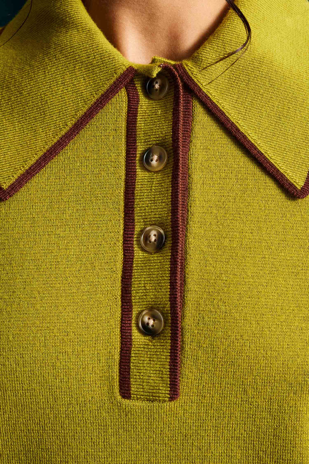 Valentina Knit Polo in Olive
