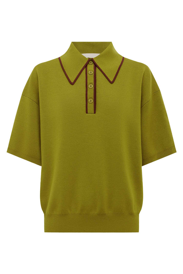 Valentina Knit Polo in Olive
