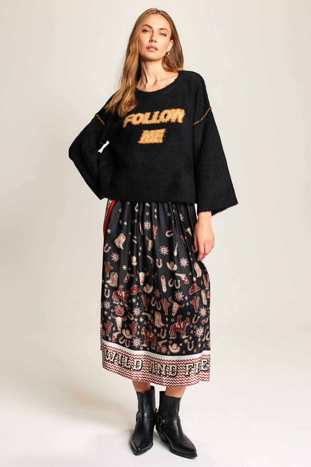 Vanessa Midi Skirt in Rodeo