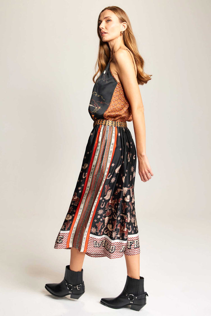 Vanessa Midi Skirt in Rodeo