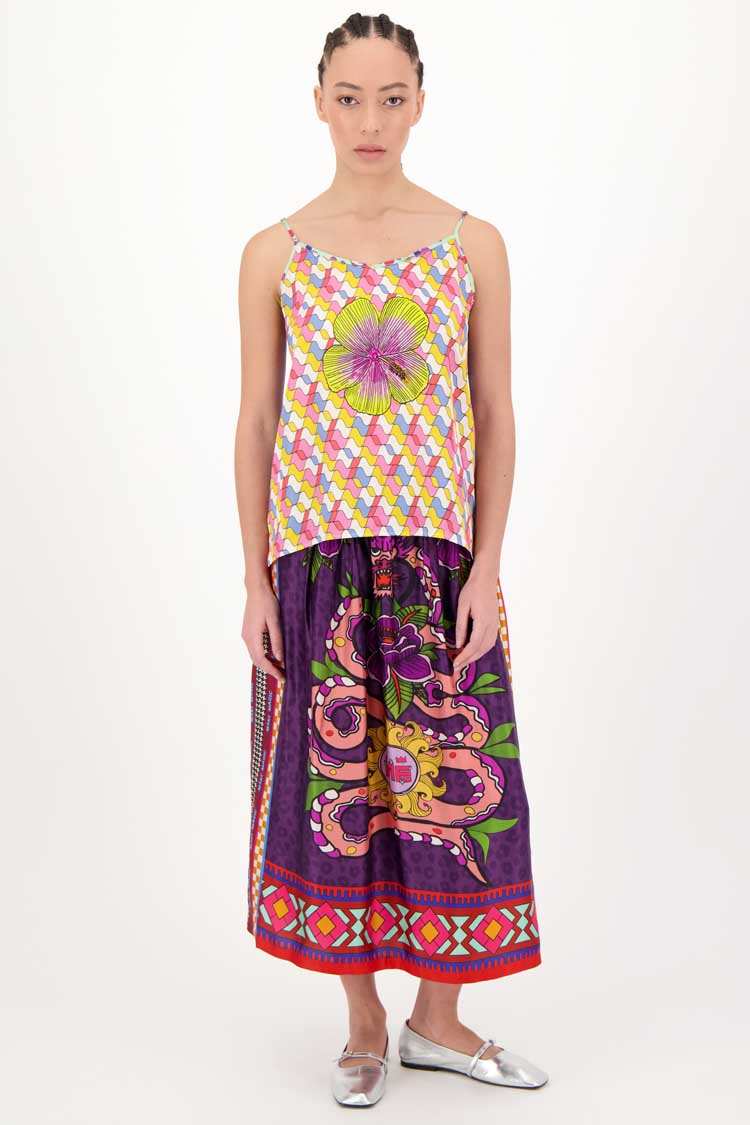 Vanessa Printed Midi Skirt in Dragon