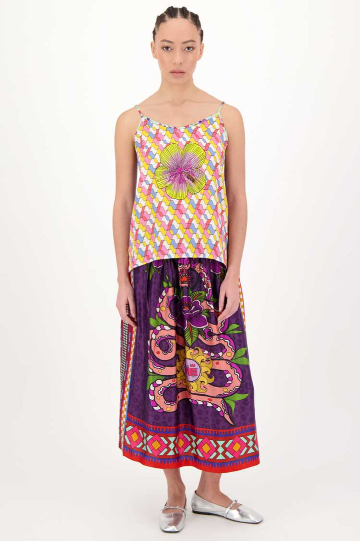 Vanessa Printed Midi Skirt in Dragon