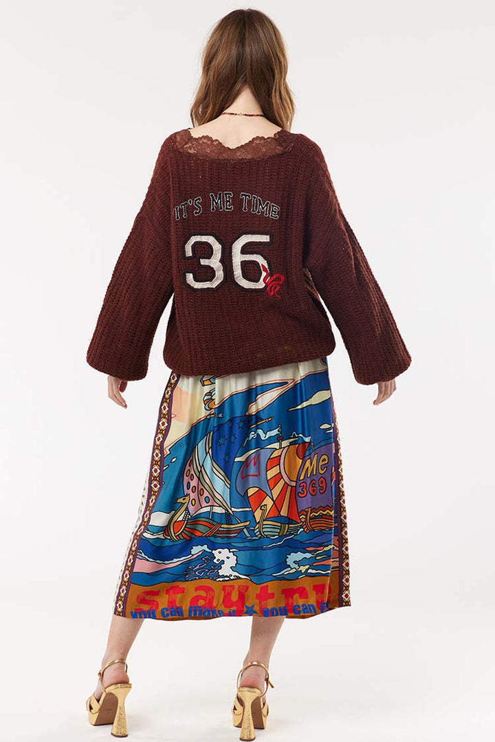 Vanessa Printed Midi Skirt in Nautical