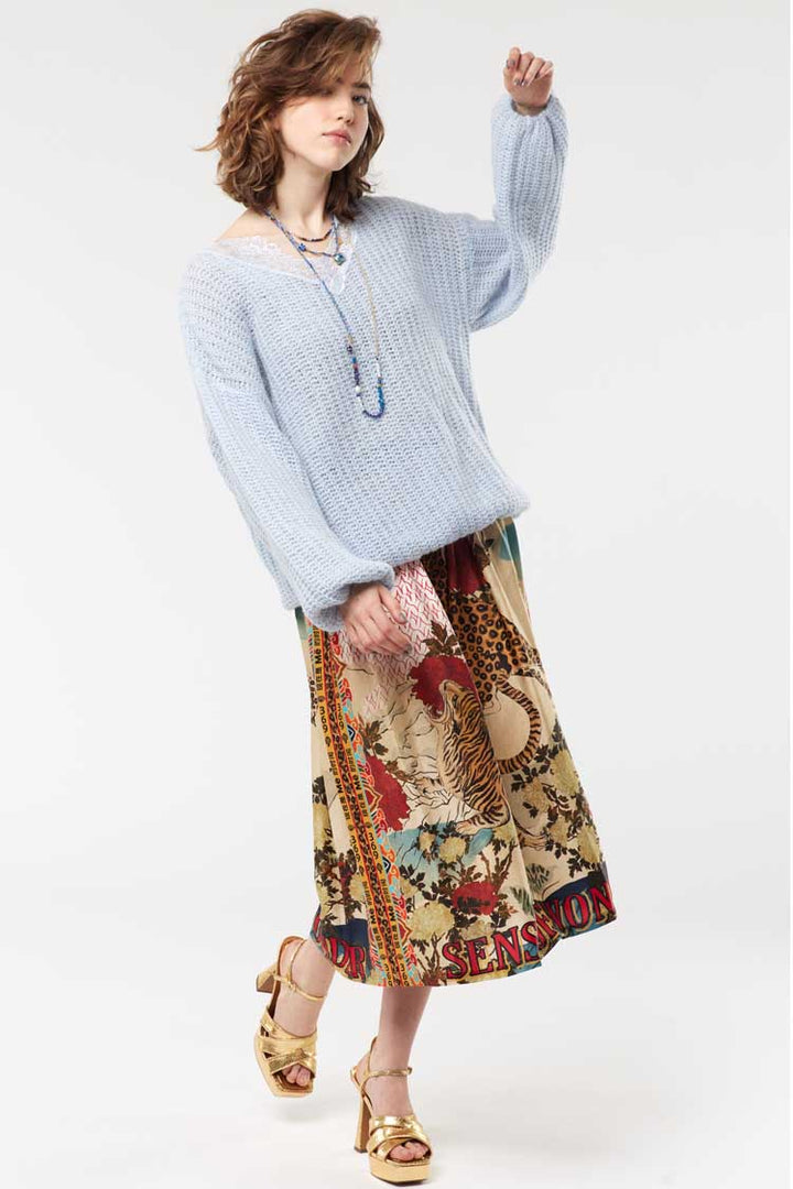 Vanessa Printed Midi Skirt in Oriental