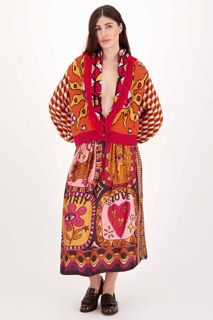 Vanessa Printed Midi Skirt in Sunset
