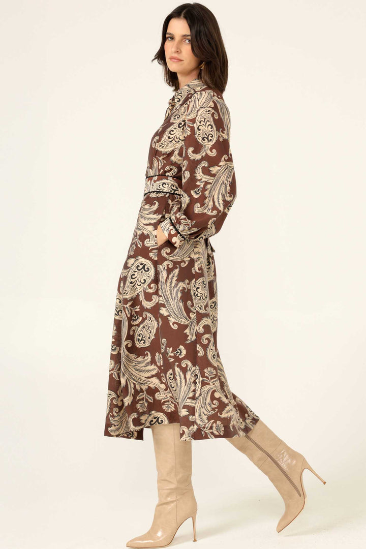 Vanessa Shirtmaker Dress in Cocoa Cream Paisley