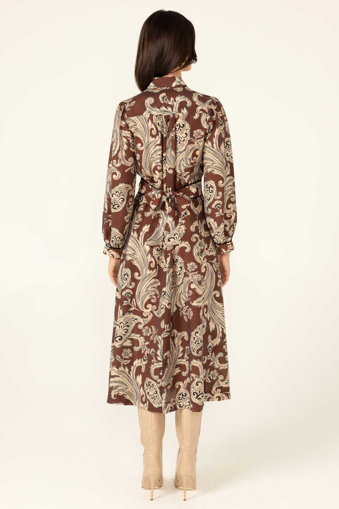 Vanessa Shirtmaker Dress in Cocoa Cream Paisley