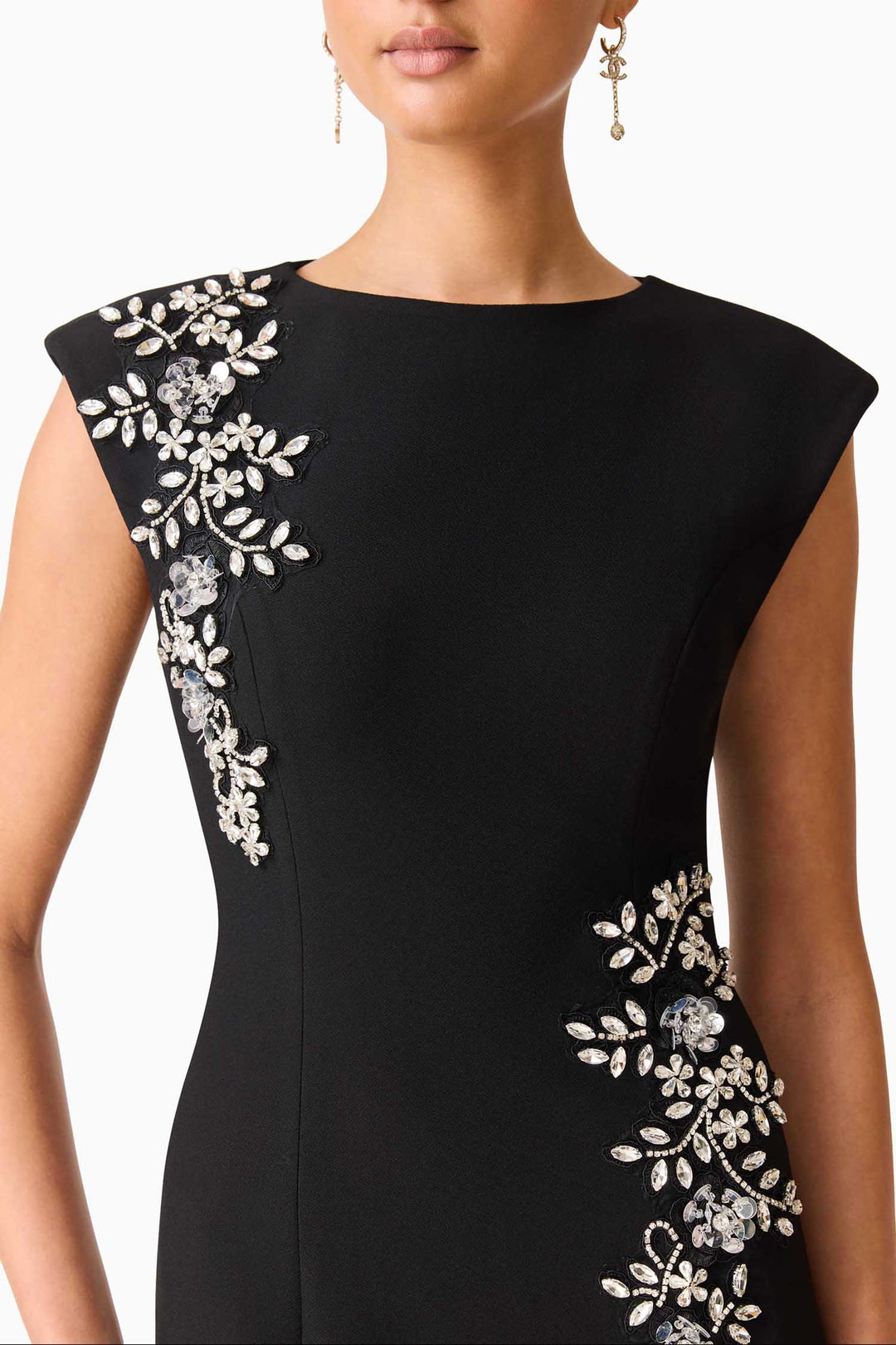Veda Boatneck Sequin Gown in Black