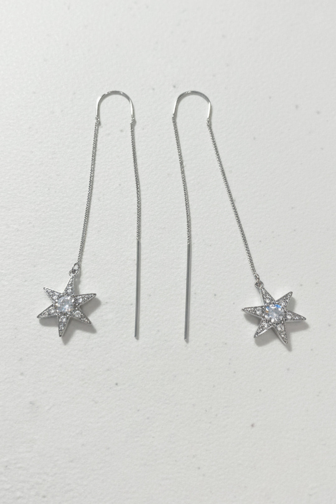 Vega Thread Star Earrings in Silver