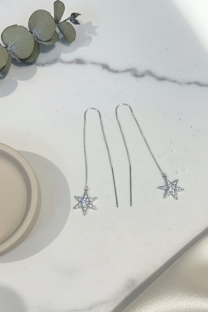 Vega Thread Star Earrings in Silver