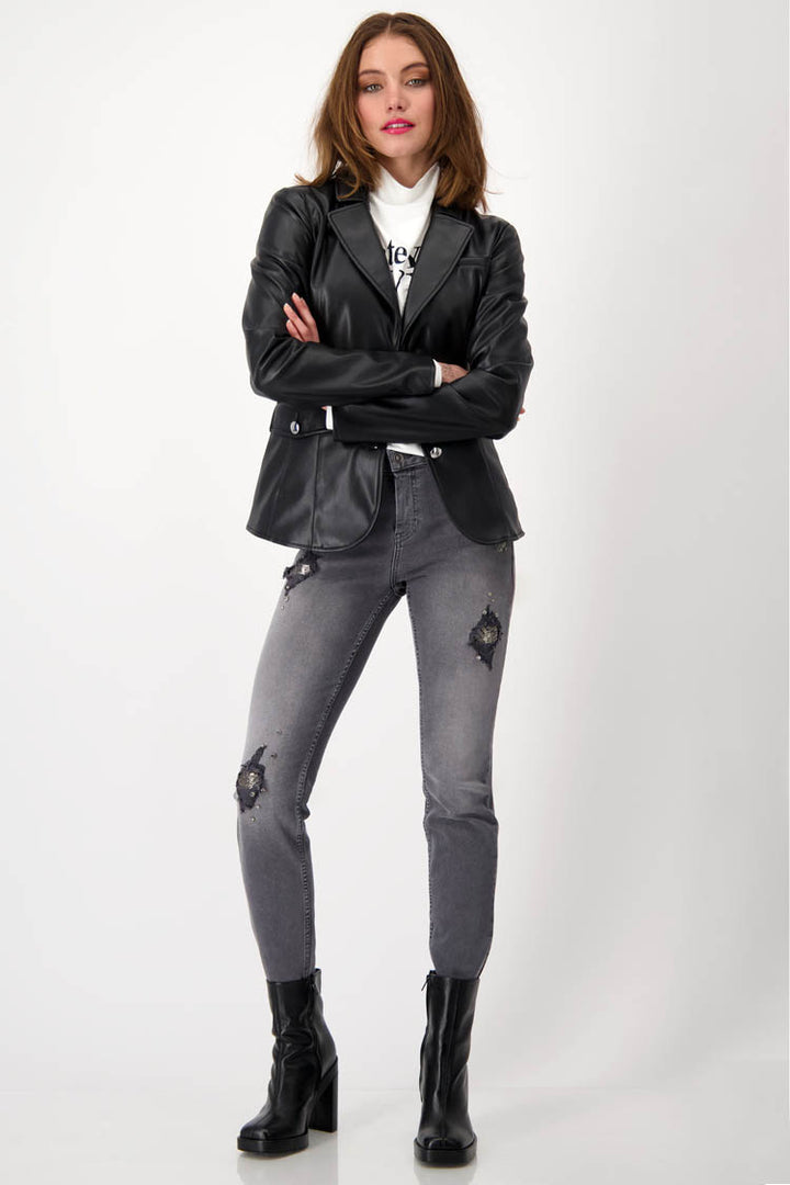 Vegan Leather Jacket in Schwarz