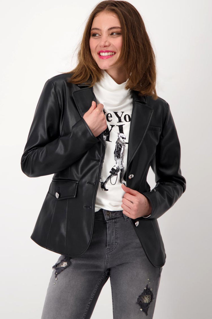 Vegan Leather Jacket in Schwarz