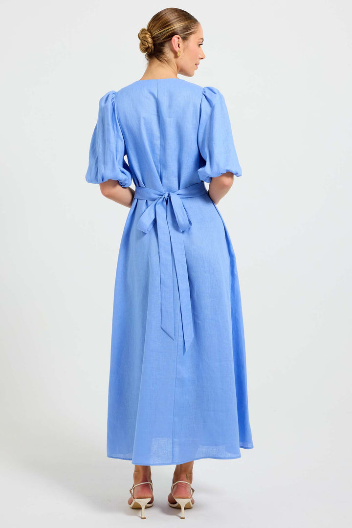 Vera Button Midi Dress in Ocean