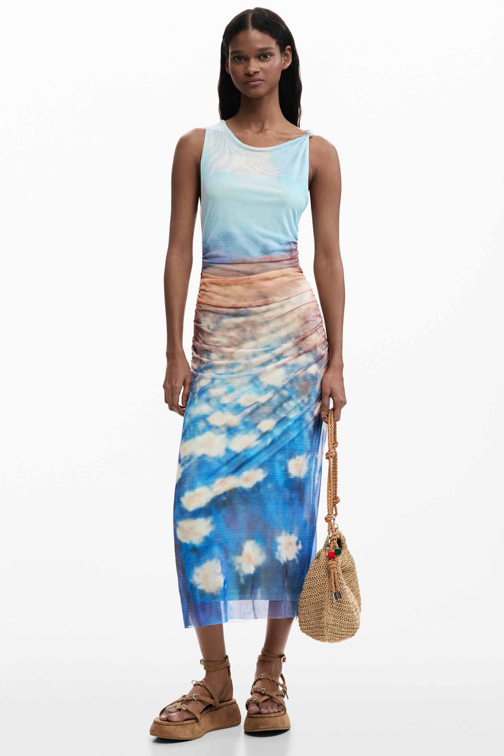 Vermont Midi Dress in Celeste Intenso