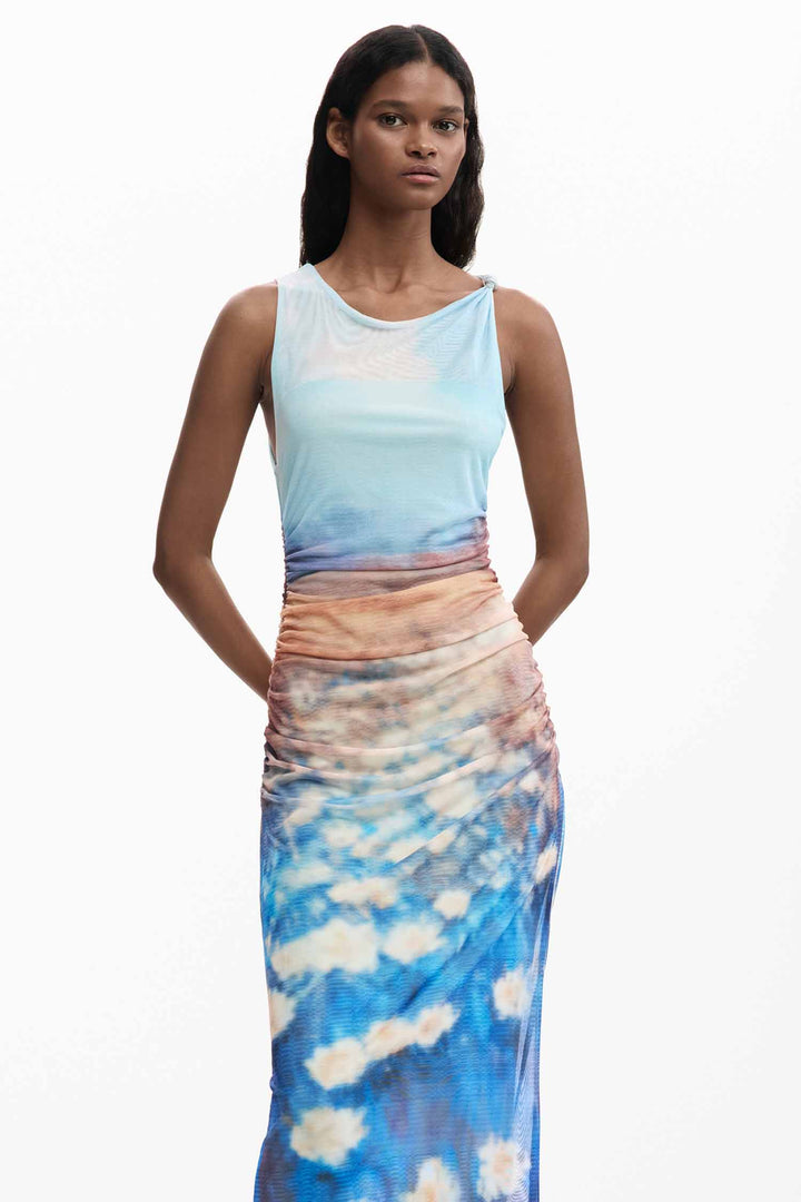 Vermont Midi Dress in Celeste Intenso