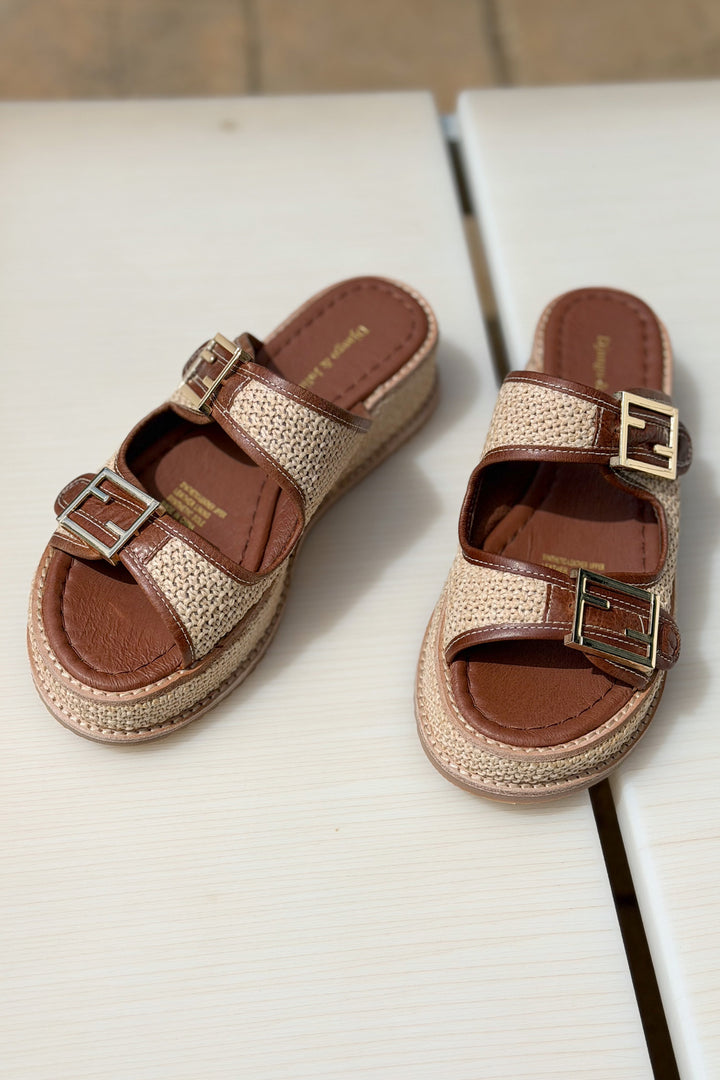 Vexta Leather Sandals in Chocolate Natural