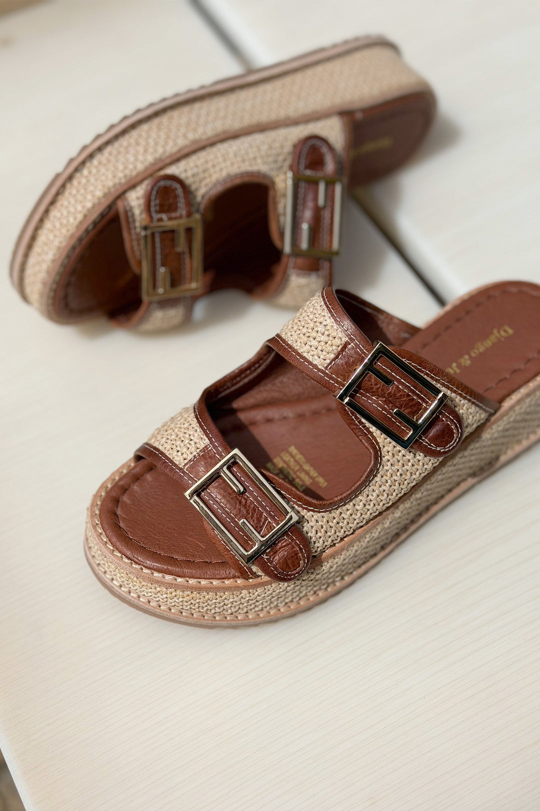 Vexta Leather Sandals in Chocolate Natural