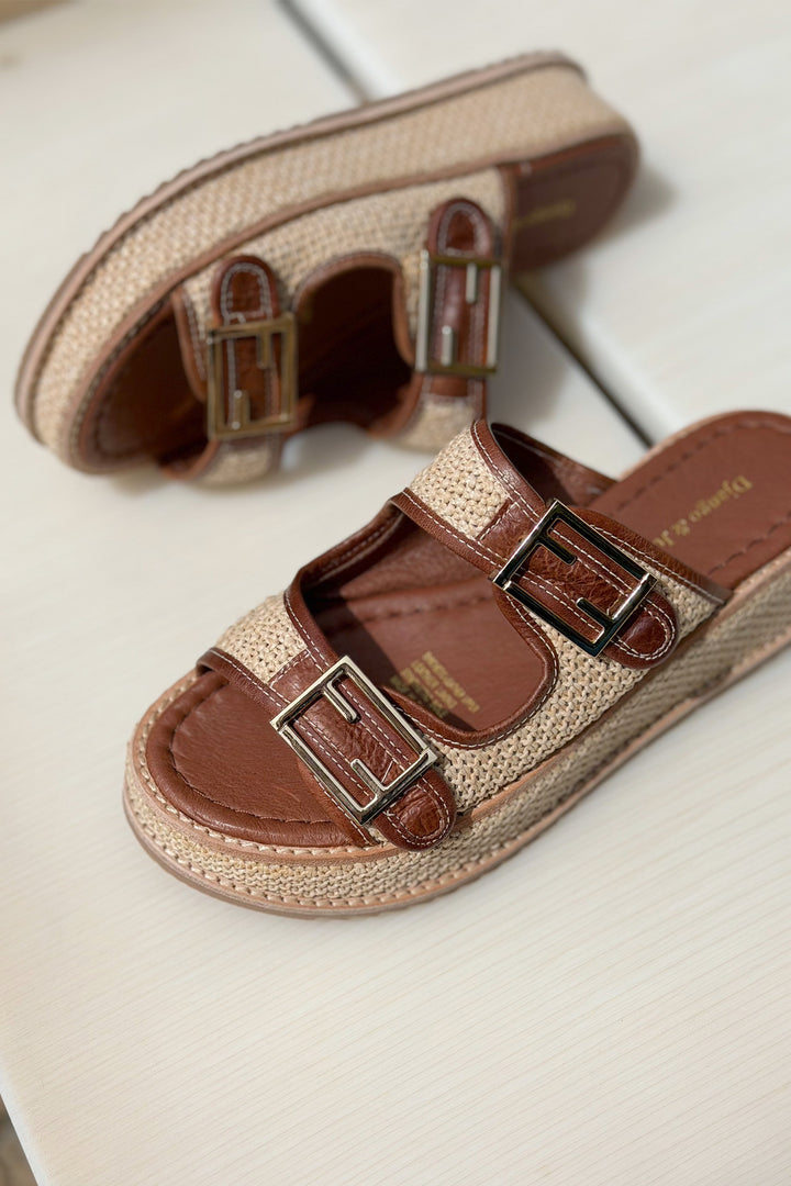 Vexta Leather Sandals in Chocolate Natural